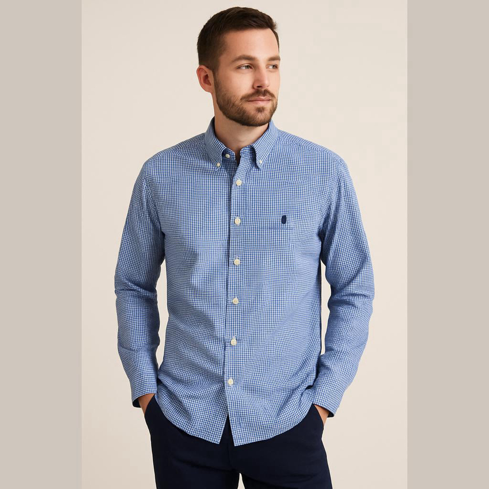 Peter Millar Blue Gingham Shirt Extra Large